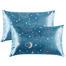 EXQ Home Silky Satin Pillowcase for Hair and Skin,Printed Pillow Cases Standard Size Set of 2 Satin Pillow Case 2 Pack with Envelope Closure(Ink Leaf, 20x26)