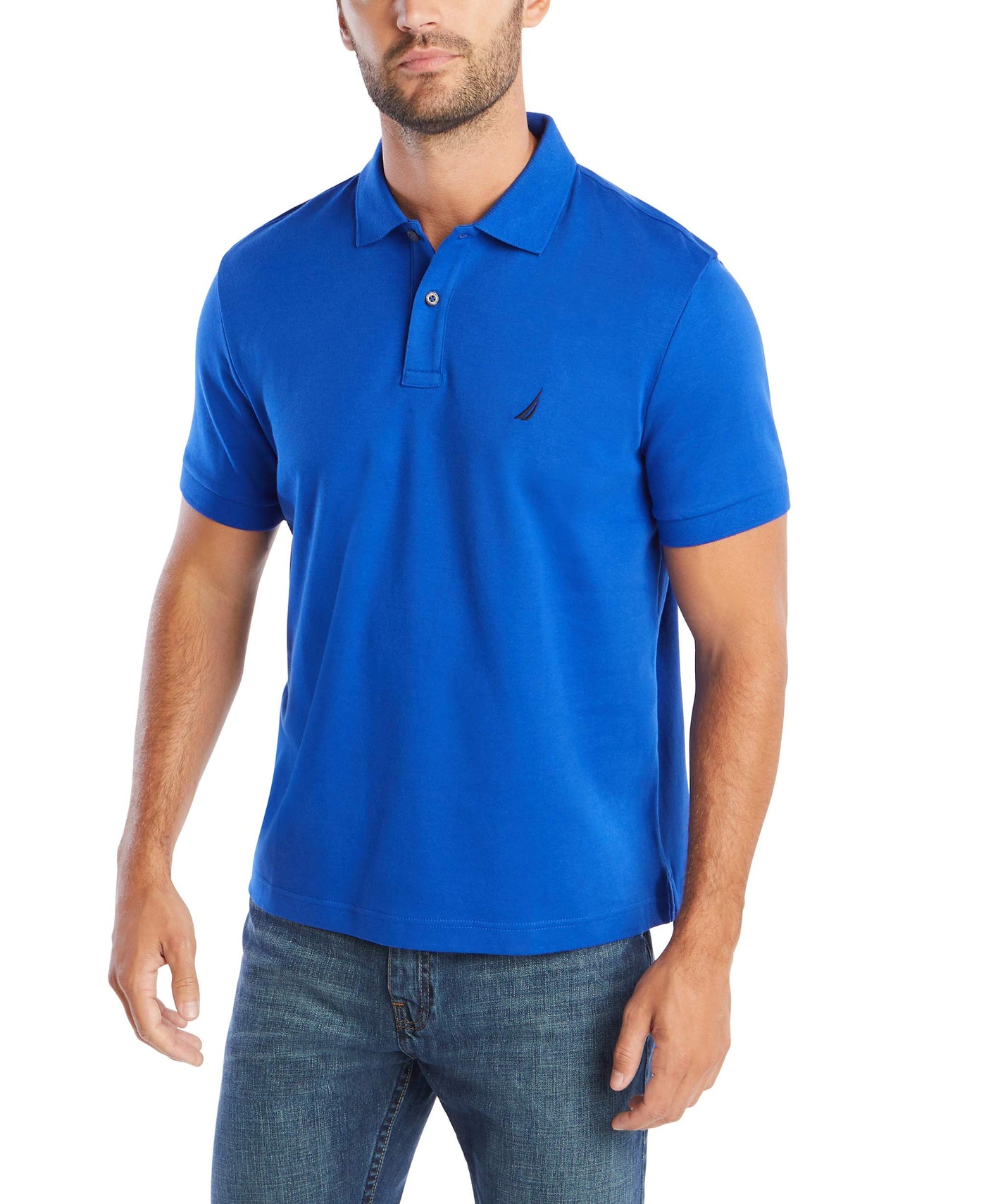 Nautica Men's Classic Fit Short Sleeve Dual Tipped Collar Polo Shirt