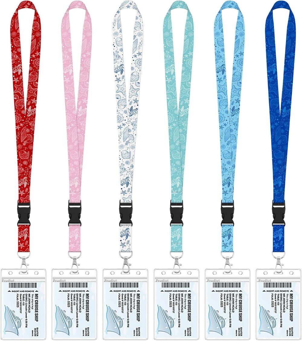 6 Pack Lanyards for Cruise Ship Cards with Waterproof ID Card Badge Holders for Royal Caribbean Cruise Essentials 2026（Ocean）