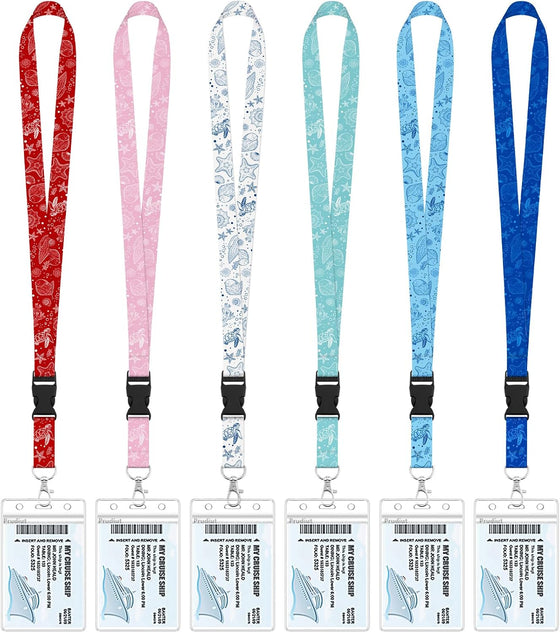 6 Pack Lanyards for Cruise Ship Cards with Waterproof ID Card Badge Holders for Royal Caribbean Cruise Essentials 2026（Ocean）