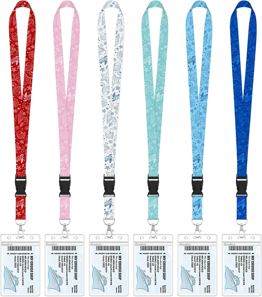 6 Pack Lanyards for Cruise Ship Cards with Waterproof ID Card Badge Holders for Royal Caribbean Cruise Essentials 2026（Ocean）