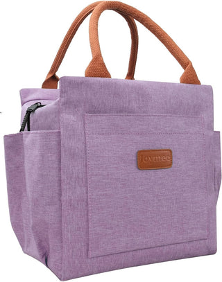 Joymee Lunch Bag Women, Reusable Leakproof Insulated Lunch Box- Purple | Large Capacity, Bottle Holder & Side Pockets, Leakproof Insulated Design, for Work, Travel, Picnic, for Adult