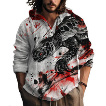 MARSVOVO Hooded Long Sleeve Shirt Men Fashion Graphic Button Up Lightweight Big and Tall Casual Vacation Shirts for Men