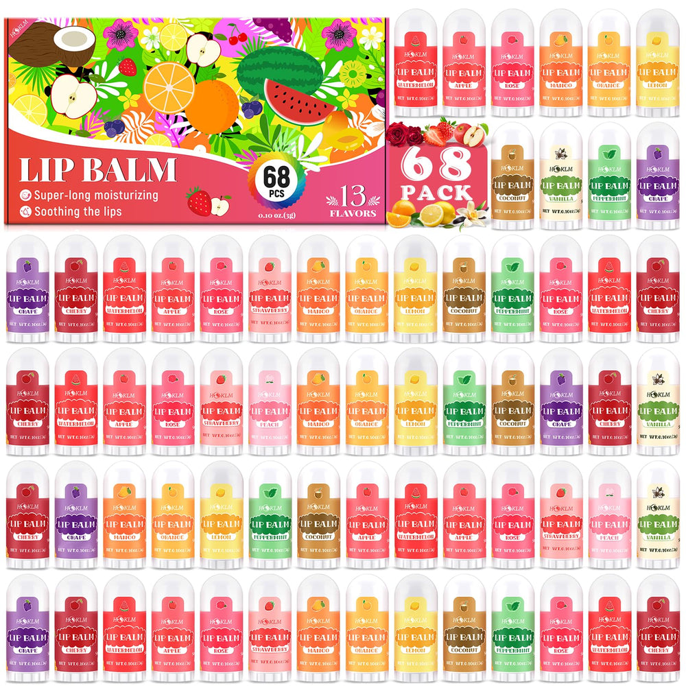 Mini Lip Balm 25 Pack, Natural Lip Balms with Vitamin E and Coconut Oil. Moisturizes for Dry Lips, Perfect for Christmas Gifts, Party Favors, Gift Bags and Small Gifts-13 Flavors