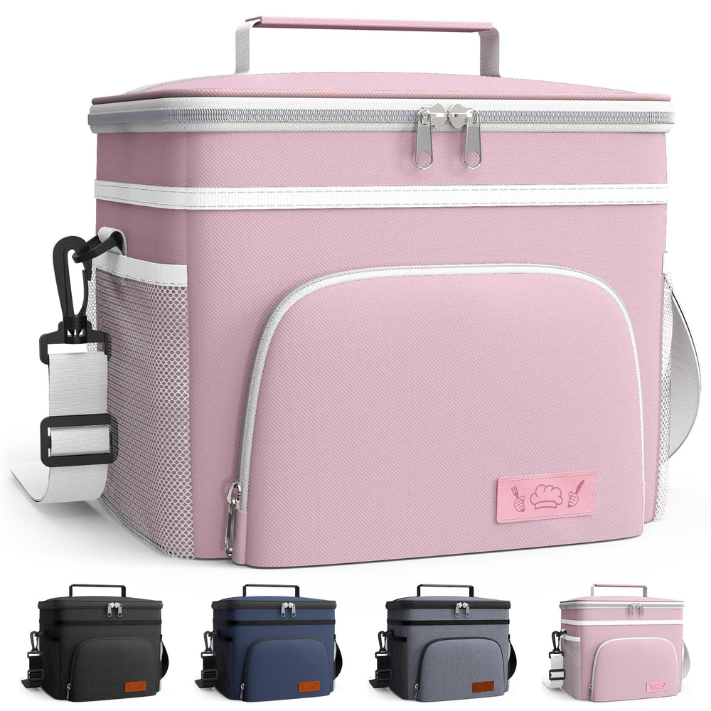 HOTOR Insulated Lunch Box for Men & Women - Leak-Proof Cooler Lunch Bag with 4 Pockets, Adjustable Strap, Ideal for Work, Picnic, Travel - Medium, Black, 10.2"×6.9"×8.5"