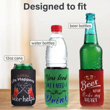 8 Pcs Insulated Neoprene Can Cooler Sleeves for Drink, Collapsible Beverages Drink Holders with Funny Quotes Beverage Cooler Sleeves Bulk for Soda Cans, Bottles, Bbqs, Party Favors (4.9 x 3.7 Inch)