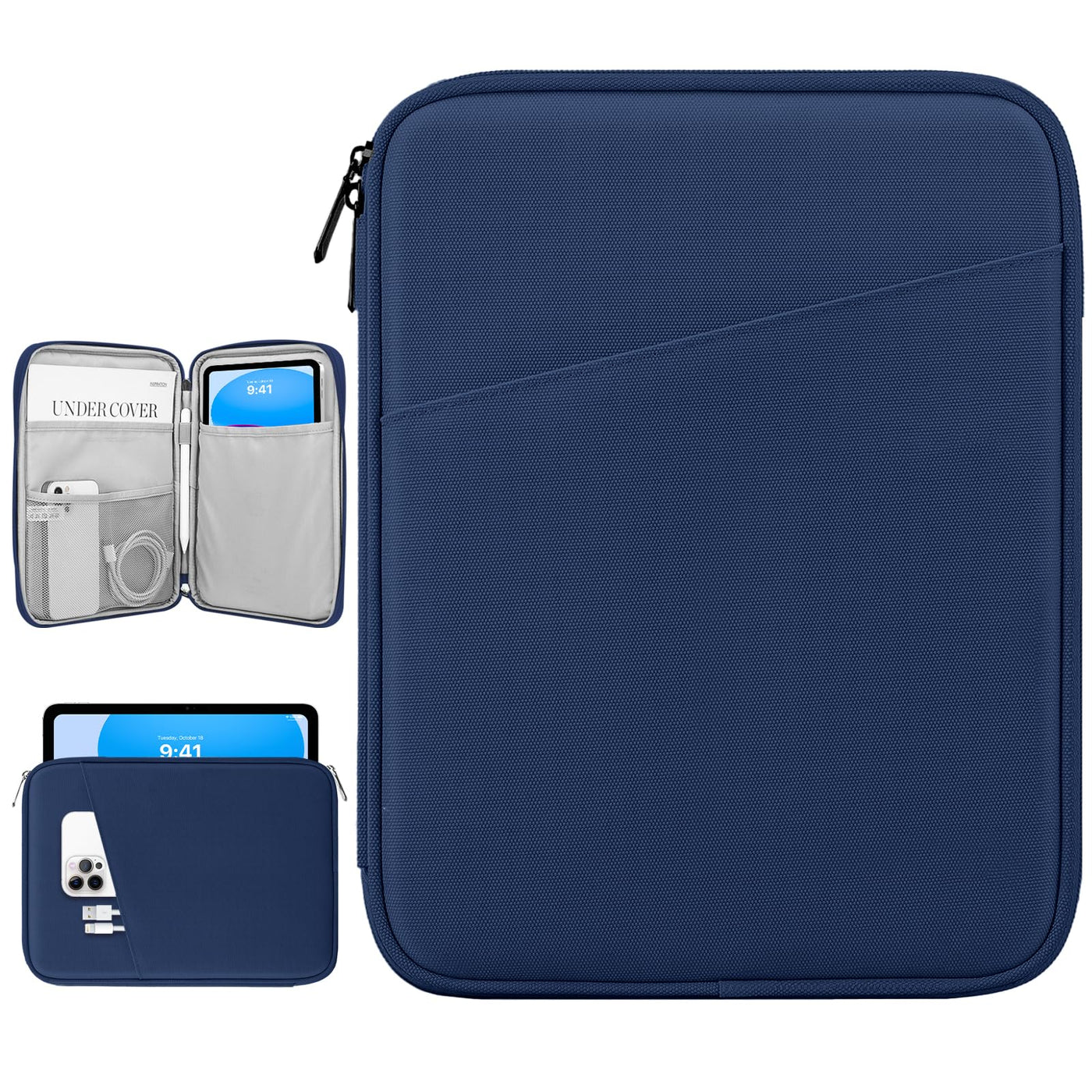 Dadanism 9-11" Tablet Sleeve Bag Carrying Case for iPad (A16) 11th Gen 11", iPad 10th Gen 10.9" Air 5/4, iPad Air M4/Pro 11", iPad 9/8/7th, Galaxy Tab A11+ Plus 11", Remarkable 2 10.3", Black