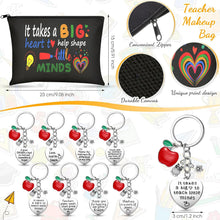 Umigy 24 Pcs Teacher Appreciation Gift Bulk 12 oz End Year of Teacher Black Wine Tumblers Graduation Thank You Gift 8 Rainbow Makeup Bag 8 Apple Shaped Keychain 8 Mug Cups for Women School (Bright)