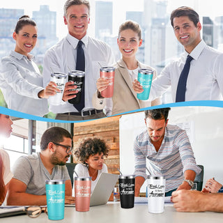 Suclain 12 Sets Thank You Gifts Graduation Appreciation Tumbler 20oz Thank U for Being Awesome Stainless Steel Cup Bulk with Lid Straw for Teacher Friend Classmate (Light Blue,Rose Gold,Black,White)