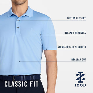 Izod Men's Performance Golf Grid Short Sleeve Stretch Polo Shirt