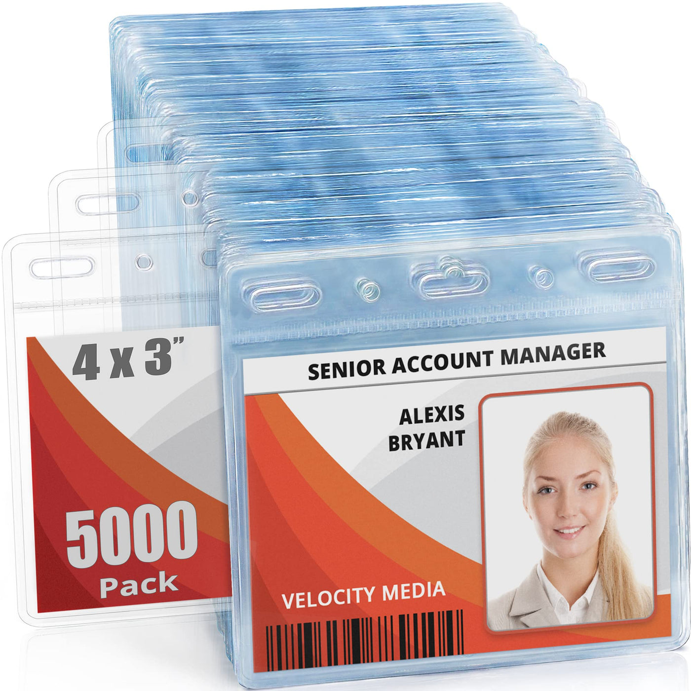 Mifflin-USA Card Protector (4x3 Inch, Clear, Bulk 100 Pack) Quick Load Horizontal No Zipper Name ID Badge Holder