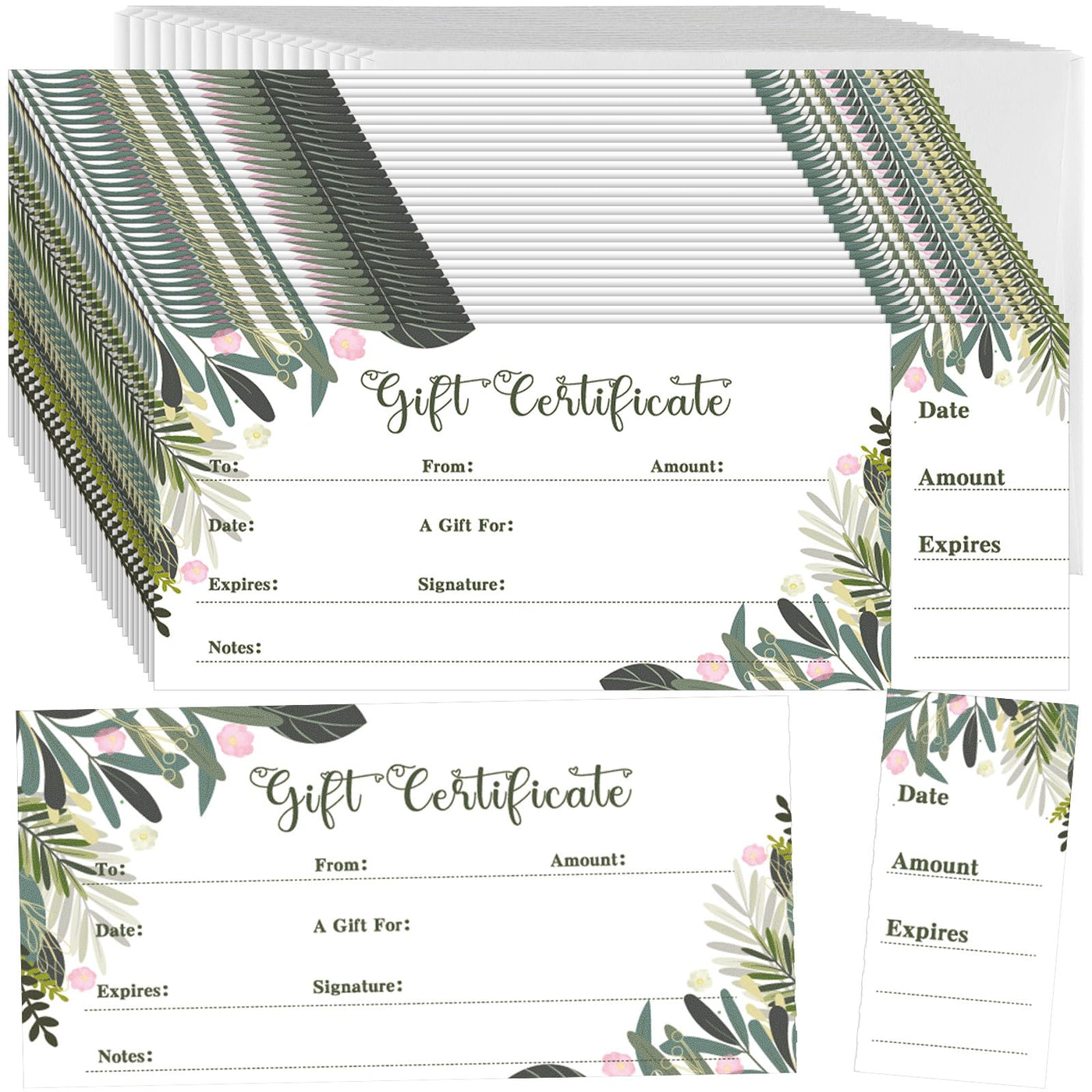 Nuanchu 100 Sets Gift Certificates for Business Christmas Blank Gift Certificate Cards Vouchers Coupon Card with 100 Envelopes for Salon Spa Restaurants Birthday, 4.7 x 2.4 in (Wood Color,Classic)