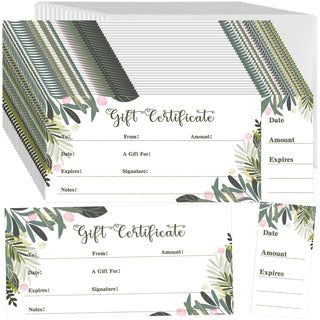 Nuanchu 100 Sets Gift Certificates for Business Christmas Blank Gift Certificate Cards Vouchers Coupon Card with 100 Envelopes for Salon Spa Restaurants Birthday, 4.7 x 2.4 in (Wood Color,Classic)