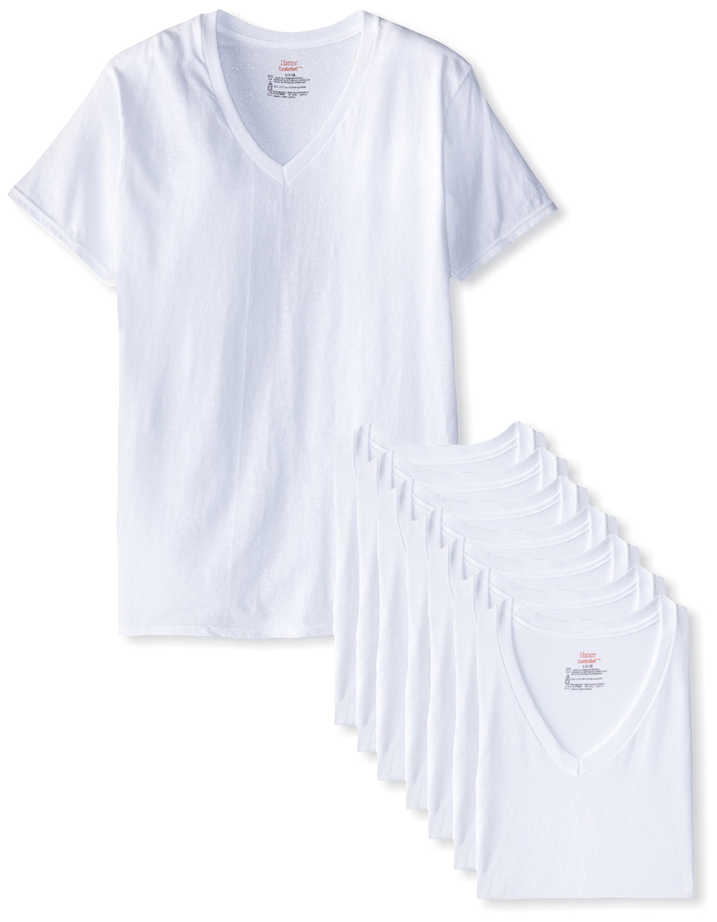 Hanes Men's Undershirts T-Shirt Pack, V-Neck Cotton Tees for Men, Moisture-Wicking, Odor Control, White Multi-Pack