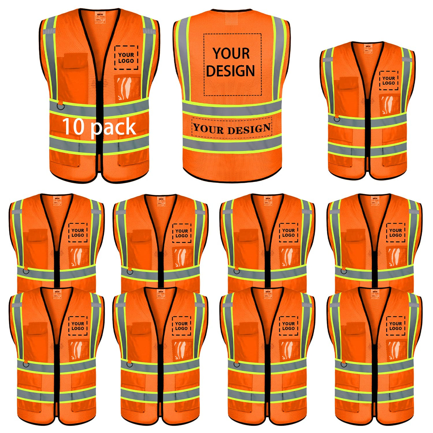 BeautyWill Custom Safety Vest Logo Class 2 High Visibility Reflevtive Vest Outdoor Protective Workwear