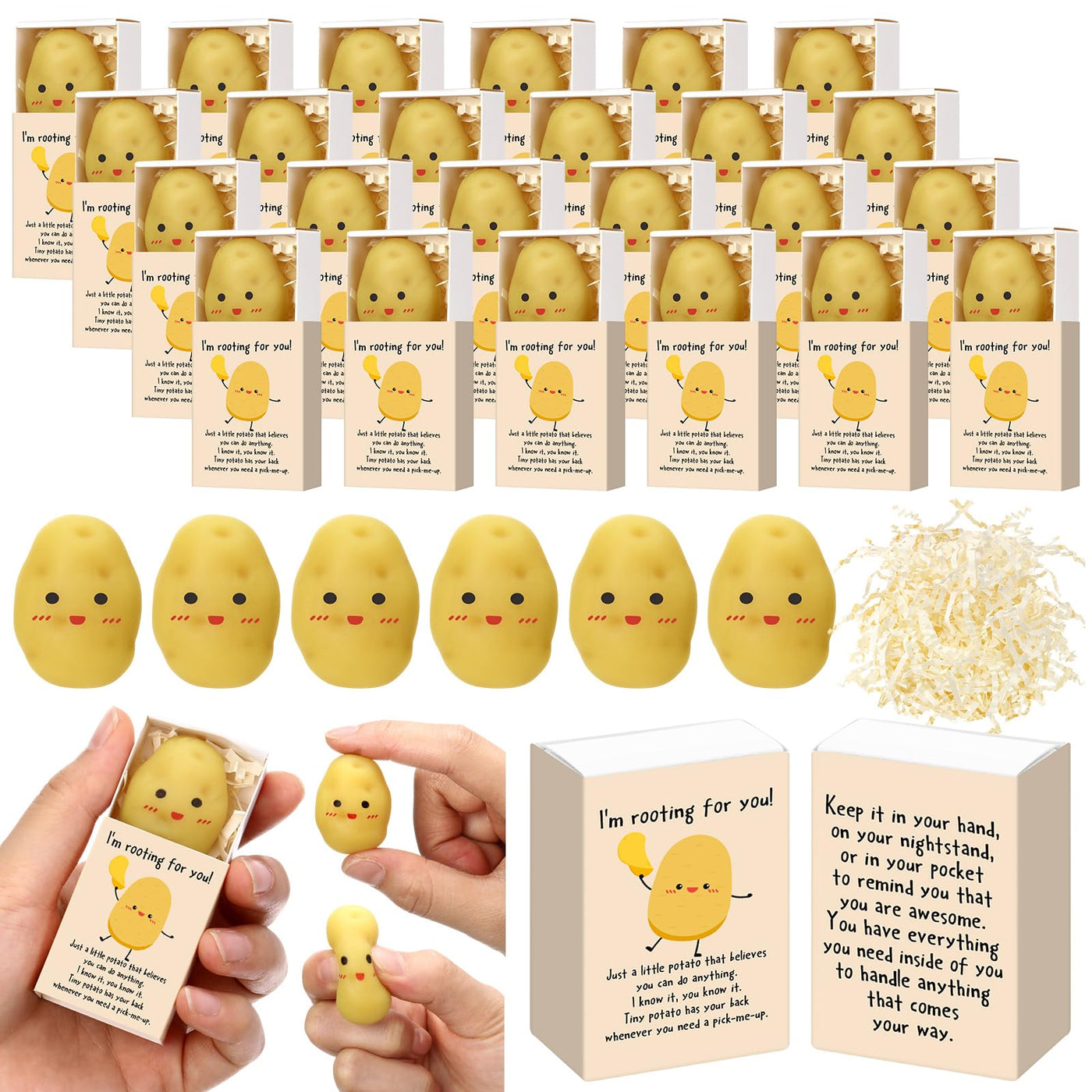 Wettarn 75 Sets Appreciation Gifts Cute Stress Balls with Support Boxes Bulk Party Favors for Employee Coworker Team Group Stuffers Office Prizes Positive Desk Decor