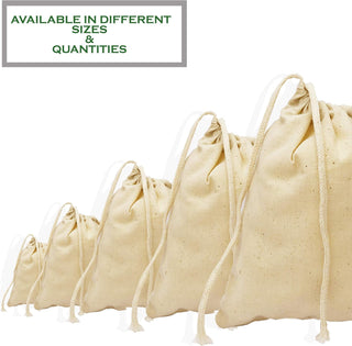 Natural Cotton Reusable Produce Muslin Bags – Multipurpose Drawstring Storage Pouch for Everyday Use (25, 2x3)