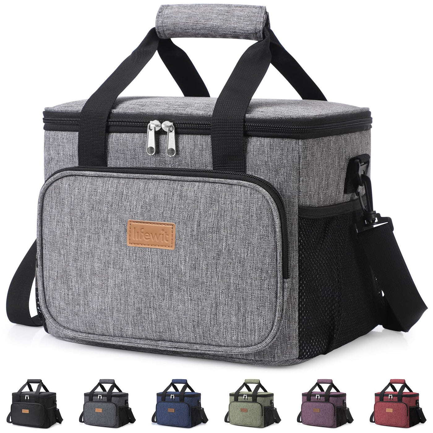 Lifewit Medium Lunch Bag, Insulated Lunch Box, Soft Cooler Cooling Tote for Adult Men Women, Black 12-Can (9L)