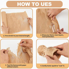 Honeycomb Packing Paper 12" x 230' (70m) with Fragile Stickers, Plastic-Free Recyclable Kraft Cushioning Wrap, Bubble Wrap Alternative for Shipping Moving and Fragile Item Packaging