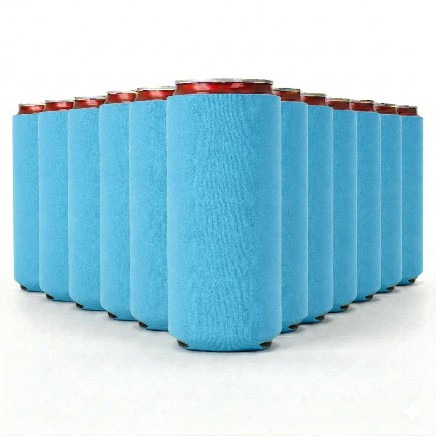 Slim Can Cooler Sleeves 12 Pack– Blank Foldable Neoprene 12oz Can Insulators – Skinny Beverage Coolers for Beer & Soda – Sublimation-Ready (Assorted)