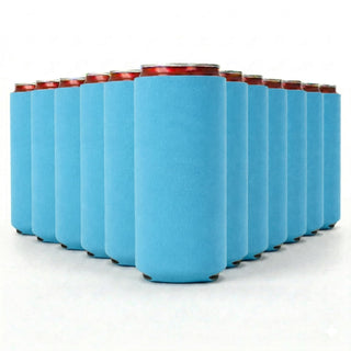 Slim Can Cooler Sleeves 12 Pack– Blank Foldable Neoprene 12oz Can Insulators – Skinny Beverage Coolers for Beer & Soda – Sublimation-Ready (Assorted)