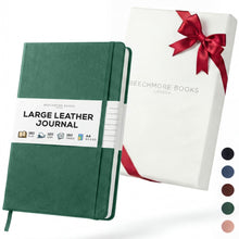 BEECHMORE BOOKS Premium Lined Leather Journal for Men & Women, 5" x 8" (A5) Thick 120gsm Ivory Cream Paper Notebook, Hardcover Vegan Leather Personal Diary, With Gift Box (Chestnut Brown)