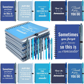 10 Sets/20 Pcs Employee Appreciation Gifts Bulk – Inspirational Notebooks with Motivational Pens, Small Notepads for Coworkers, Office Staff, Team, Volunteer, Nurse, Teachers, Housekeeping (Blue)