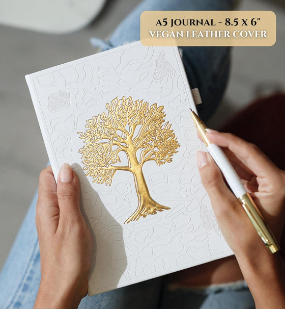 Veway Premium Tree of Life Journal and Pen Set for Women (Breathe) | 224-Page Hardcover Notebook, Elegant Gift Box & Refillable Gold Pen | A5 Aesthetic Writing Journal & Inspirational Gift - hover image