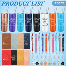 Ireer Employee Appreciation Gifts Thank You Teacher Gifts 20 oz Insulated Tumbler Keychain Pen Notepad(Vibrant Colors,8 Sets)