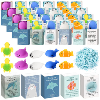 Wettarn 75 Sets Appreciation Gifts Cute Stress Balls with Support Boxes Bulk Party Favors for Employee Coworker Team Group Stuffers Office Prizes Positive Desk Decor