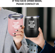 Personalized Wine Tumbler Glasses Print in USA Stainless Steel Travel Customized Coffee Cup with Lid & Straw Double Wall Insulated Mug with Colorful Text Logo Photo