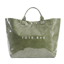Lushandy PVC Tote Bag Women's Letters Print Hobo Handbag 14L Waterproof Plastic Tote Purse for Work, Beach, Shopping