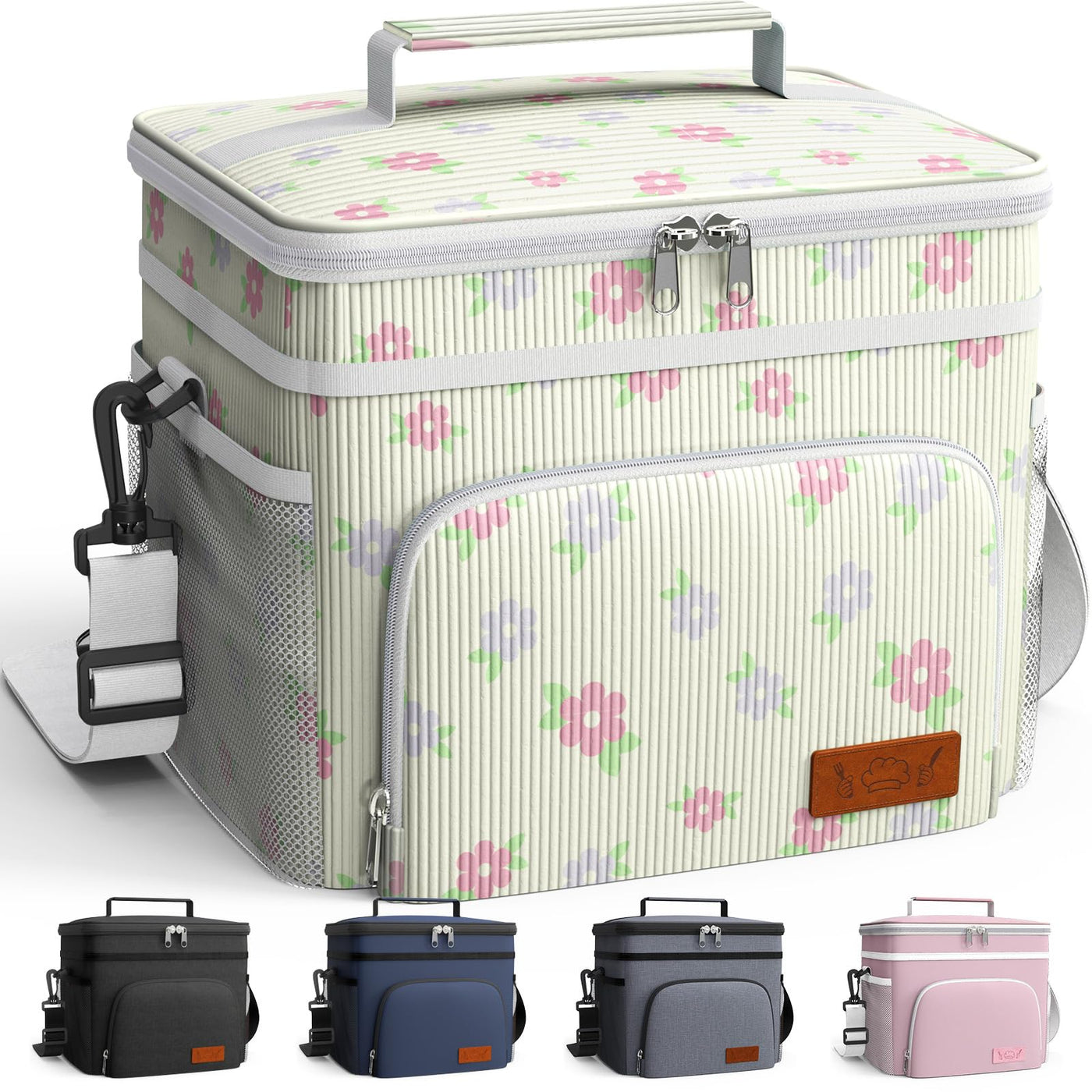 HOTOR Insulated Lunch Box for Men & Women - Leak-Proof Cooler Lunch Bag with 4 Pockets, Adjustable Strap, Ideal for Work, Picnic, Travel - Medium, Black, 10.2"×6.9"×8.5"