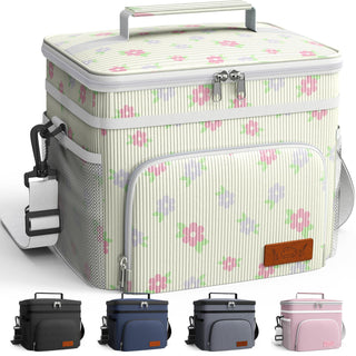 HOTOR Insulated Lunch Box for Men & Women - Leak-Proof Cooler Lunch Bag with 4 Pockets, Adjustable Strap, Ideal for Work, Picnic, Travel - Medium, Black, 10.2"×6.9"×8.5"