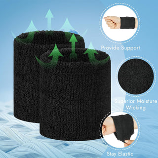 8 Pcs Sports Wrist Sweat Bands for Men & Women， Absorbent Wrist Sweatbands Tennis Wristbands, Elastic Wrist Bands for Sweat for Basketball Tennis Football Gym Running Working Out