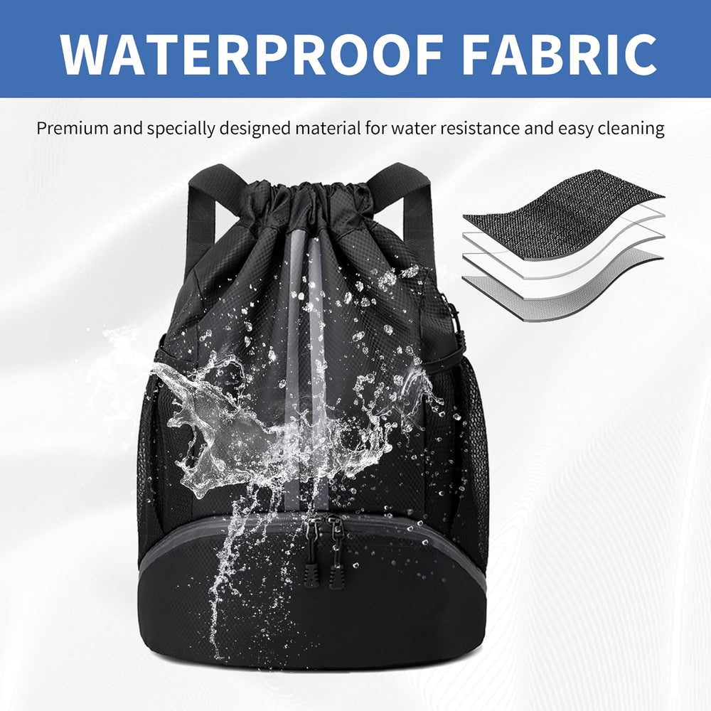 JELUTAR Drawstring Backpack Gym Bag with Shoes Compartment for Soccer, Basketball, Swim, Water-Resistant String Backpack Beach Cinch for Women Men