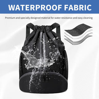 JELUTAR Drawstring Backpack Gym Bag with Shoes Compartment for Soccer, Basketball, Swim, Water-Resistant String Backpack Beach Cinch for Women Men