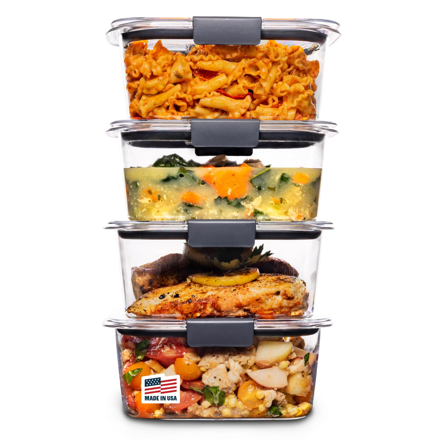 Rubbermaid Brilliance Tritan Plastic Food Storage Containers BPA Free Airtight Lids Ideal for Lunch Meal Prep & Leftovers Set of 5 (3.2 Cup)