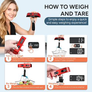 travel inspira Luggage Scale, Portable Digital Hanging Baggage Scale for Travel, Suitcase Weight Scale with Rubber Paint, 110 Pounds, Battery Included