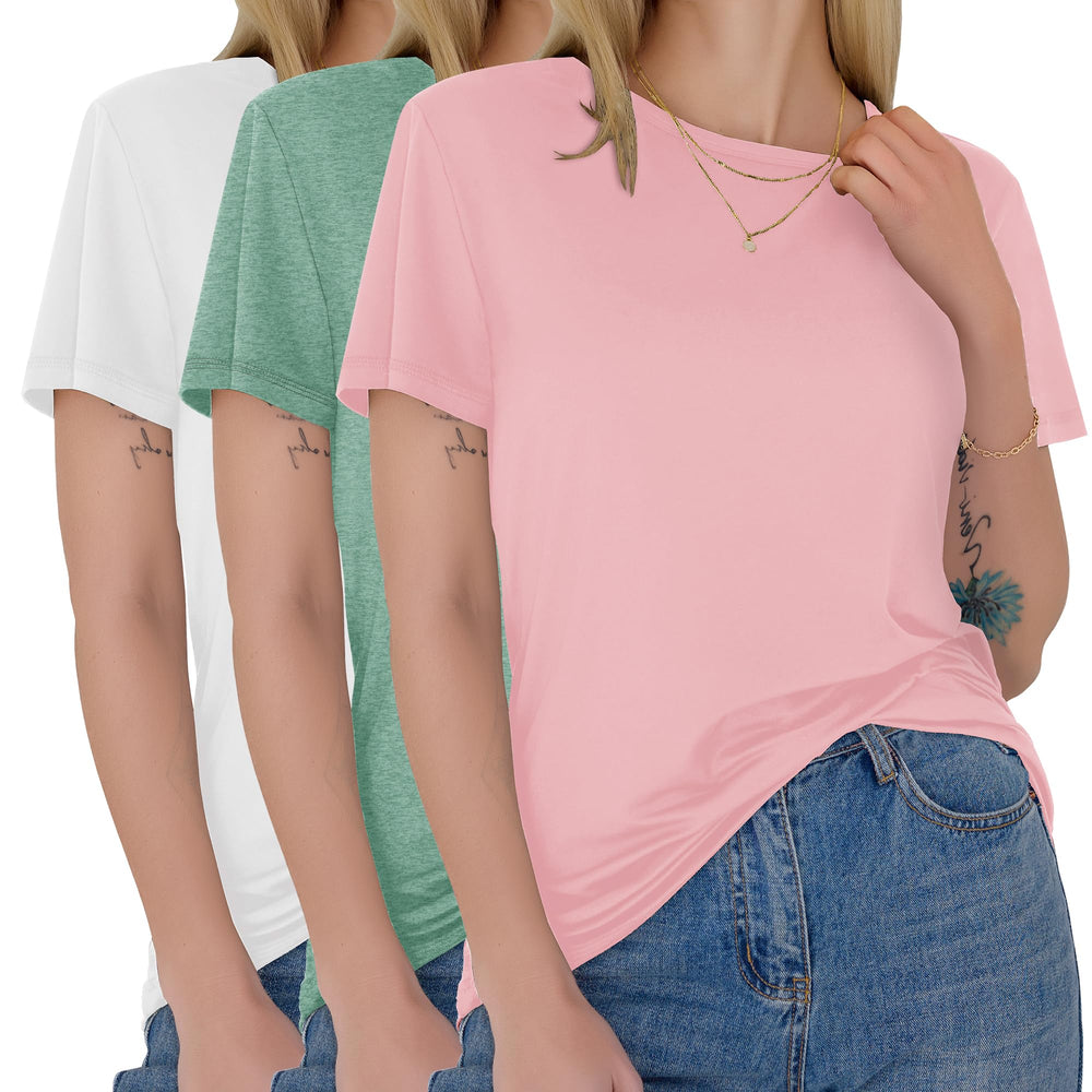 GAYHAY 3 Pack Womens T-Shirts - Short Sleeve Spring Summer Tops Crew Neck Trendy Casual Work Soft Basic Tees for Ladies 2026