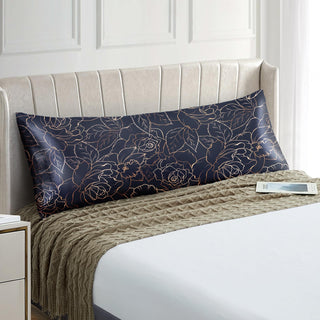 EXQ Home Silky Satin Pillowcase for Hair and Skin,Printed Pillow Cases Standard Size Set of 2 Satin Pillow Case 2 Pack with Envelope Closure(Ink Leaf, 20x26)