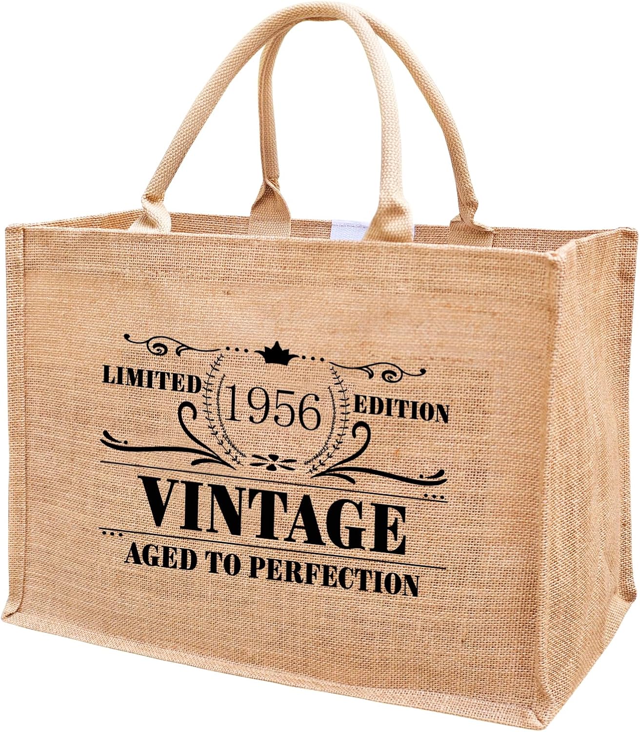 1956 Burlap Jute Tote Bags for Women, 70th Birthday Gifts, Vintage Reusable Grocery Water Resistant Beach Bags, Christmas Mother's Day Appreciation Decorations for Grandma, Mom, Mama, Teachers