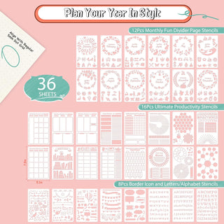 Bullet Journal Stencils (36PCS), Journal Supplies Accessories Kit for Bullet Journaling & Planner