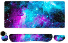 ToLuLu Extended Gaming Mouse Pad, Memory Foam Ergonomic Keyboard Mouse Wrist Rest Support Set, Large Desk Mat with Stitched Edges, Non-Slip Base Mousepad for Home Office Game and Study, Green Theme
