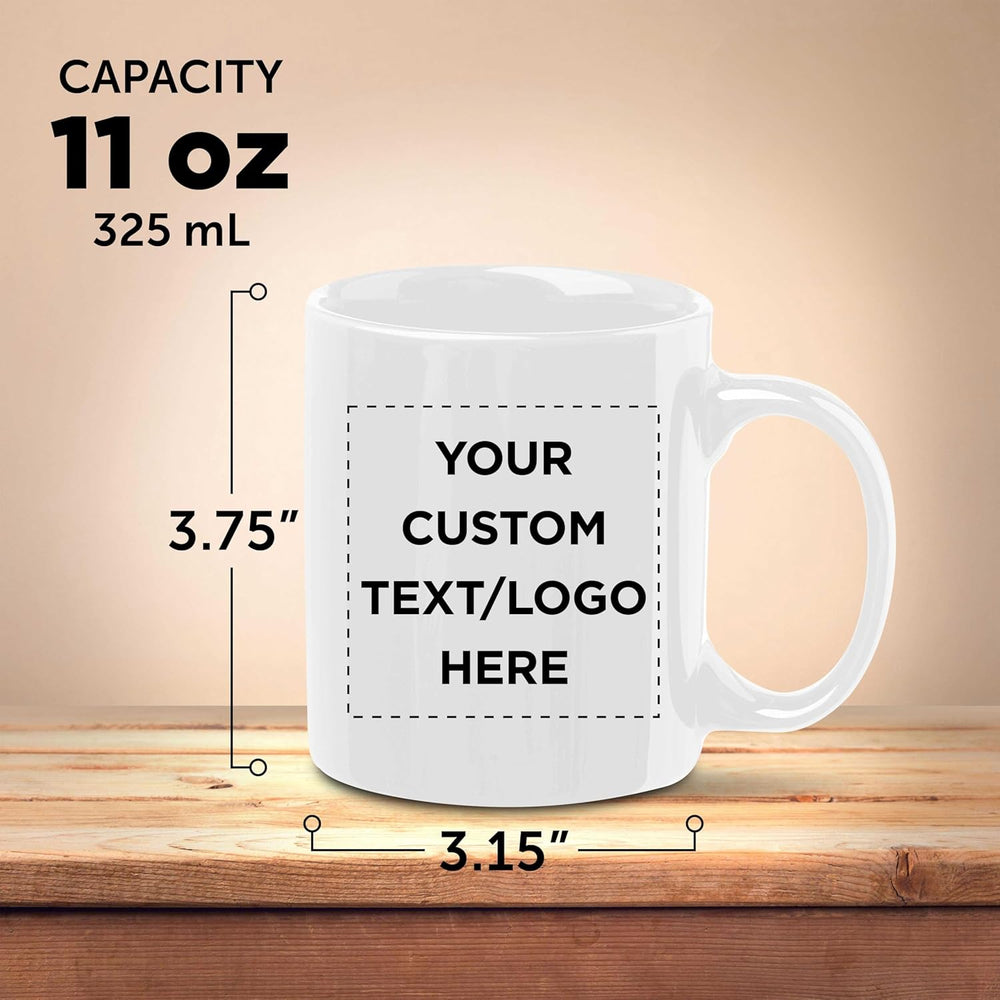 Father’s Day Custom Ceramic Coffee Mugs 11 oz. Set of 10/50/100, Personalized Bulk Pack - Coffee Cup Set, Iced Coffee Cup, Gaming Mug for Dad - White