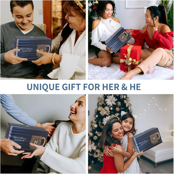 HASENSE Coffee Mugs Gift Set, 20 oz Ceramic Coffee Cups for Men and Women, Premium Large Tea Cups Gift Box with Coaster & Gold Spoon, Blue Couple Mugs for Wedding Holiday - hover image