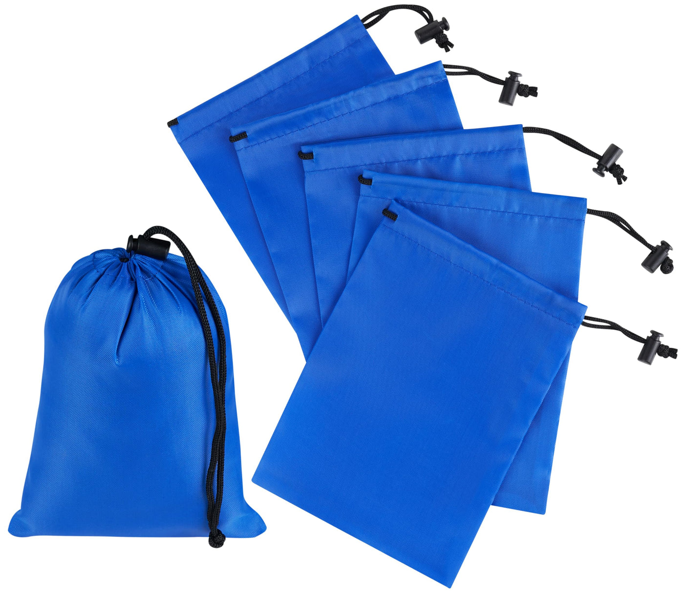 PALTERWEAR Drawstring Bag with Toggle - Nylon Cinch and Ditty Pouch - Six Pack (Black, 6 x 8 Inch, Set of 6)