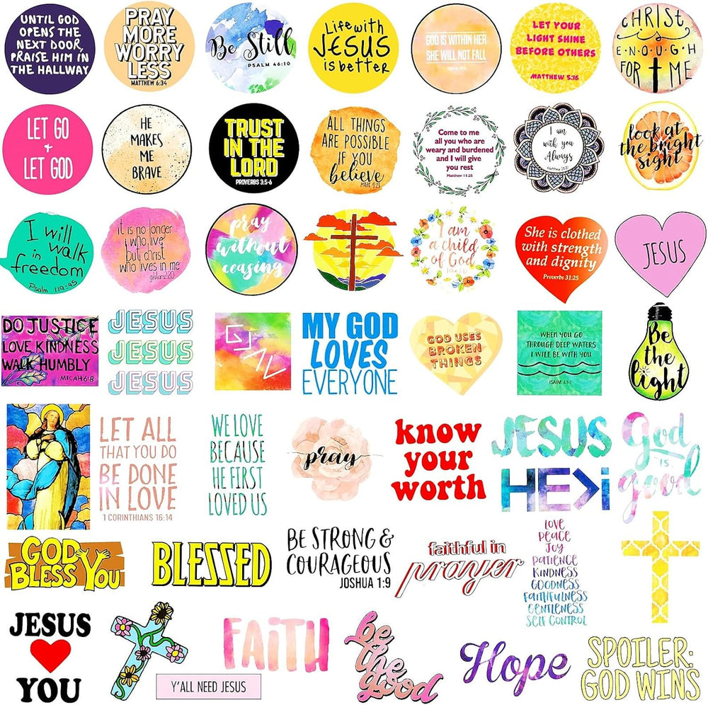 220Pcs Inspirational Christian Stickers Bulk, Vinly Waterproof Bible Verse Jesus Stickers for Water Bottles Laptop Scrapbook Journaling, Religious Faith Decals for Adults Teens Kids, Christian Gifts
