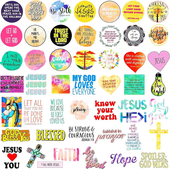 220Pcs Inspirational Christian Stickers Bulk, Vinly Waterproof Bible Verse Jesus Stickers for Water Bottles Laptop Scrapbook Journaling, Religious Faith Decals for Adults Teens Kids, Christian Gifts - hover image