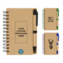 DISCOUNT PROMOS Custom Mini Spiral Notebooks with Black Ink Pens Set of 10/50/100, Personalized Bulk Pack - Perfect for School, Office, Business, Home - Green